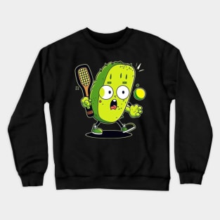 Pickle Playing Pickleball - Funny Pickleball Paddleball Crewneck Sweatshirt